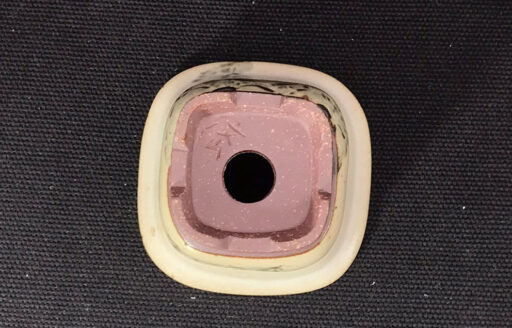Bunzan Chậu vuông có vành miệng men xám đục in - Size W 5.5 cm X H 4cm