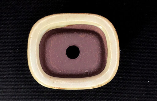 Bunzan Chậu chữ nhật sâu có vành men xám đục in - Size W 6.7 x 5.5 cm X H 3.5 cm