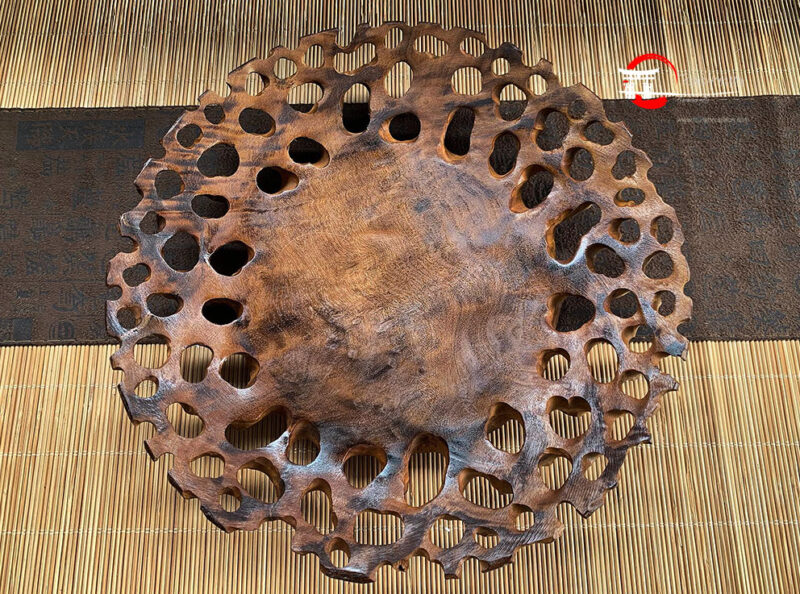 Đôn gỗ Nu Sao Xanh tròn thủ công màu nâu PU vân tự nhiên NSX20- Size W 20 cm X H 3 cm – Mặt 12cm