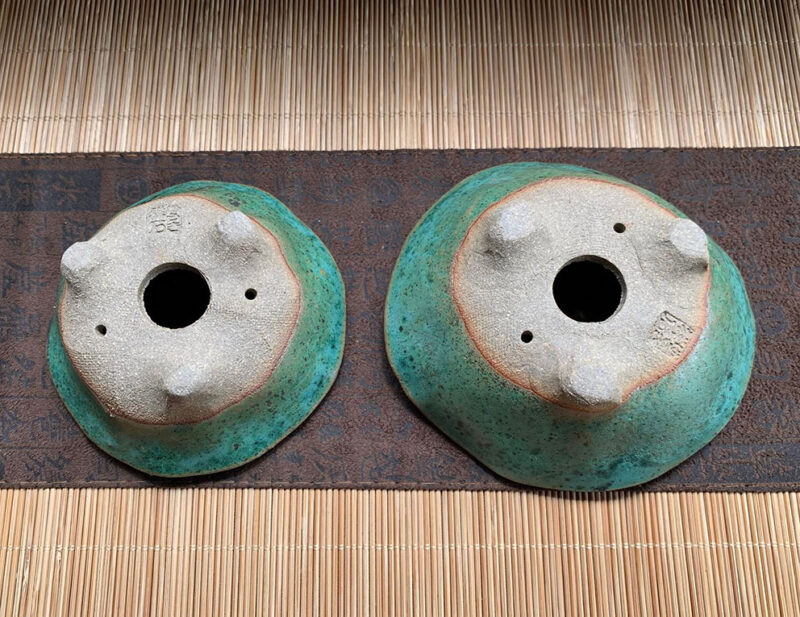 2 chậu tròn phong cách nanban - Size : 9.7x3.5cm - 8.3x3.3cm