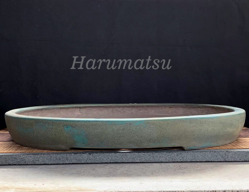Harumatsu chậu Oval cạn men cũ - Size W 49 x 36cm X H 6cm # Code Ha0722055
